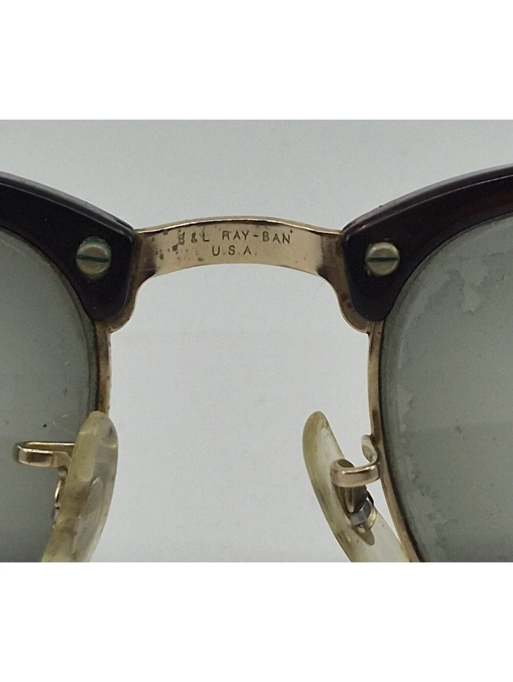 Ray Ban Bausch & Lomb Clubmaster Sunglasses Tortoise Gold W0366 Mens USA Vintage
